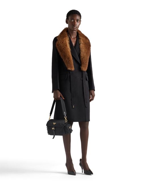 Prada Black Double-Breasted Double Cashwool Coat