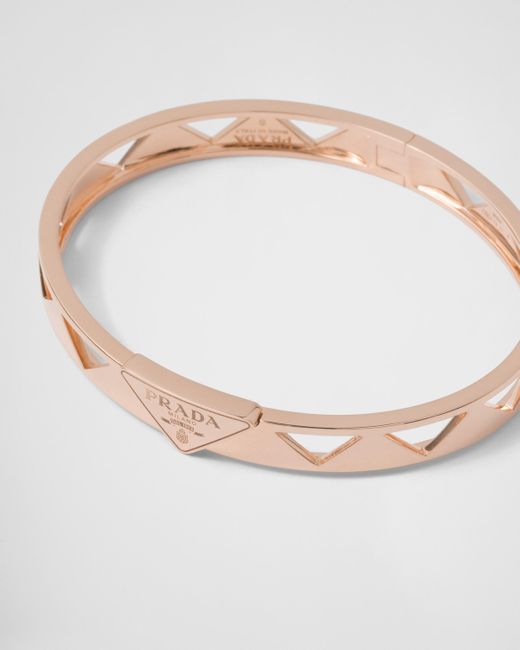 Prada White Eternal Gold Cut-out Bangle Bracelet In Pink Gold
