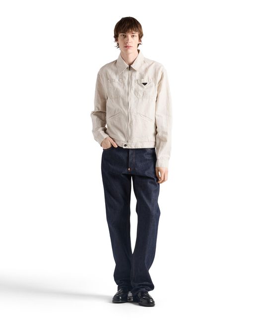 Prada White Chambray Blouson Jacket for men
