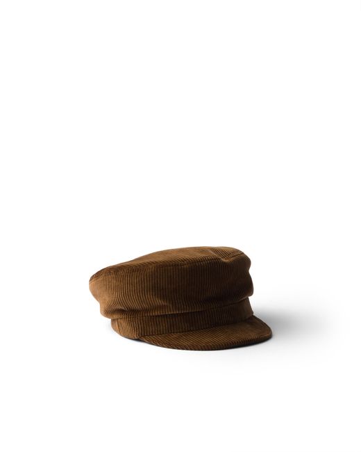 Prada Brown Corduroy Newsboy Cap