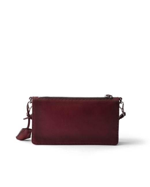 Prada Purple Antiqued Leather Pouch for men