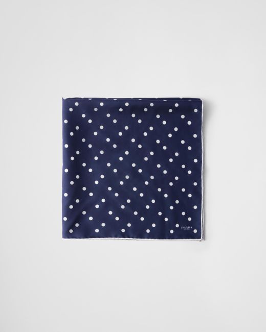 Prada Blue Polka-Dot Scarf