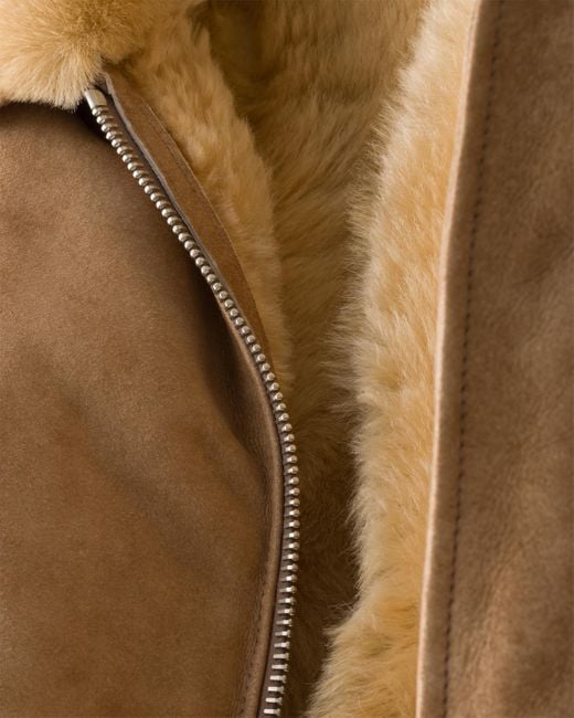 Prada Natural Suede And Shearling Bomber Jacket for men