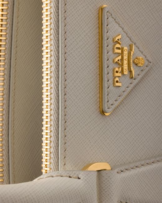 Prada White Galleria Small Saffiano Leather Bag, Chalk