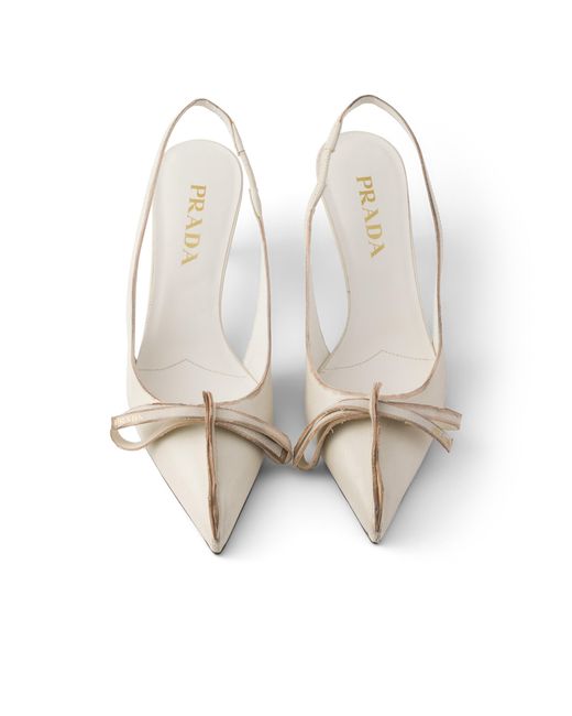 Prada White Leather Slingback Pumps
