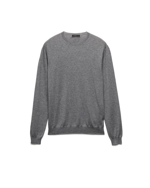 Prada Gray Cashmere And Silk Crew-Neck Sweater for men
