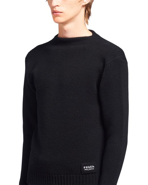 Prada Black Cashmere Boat-Neck Sweater for men