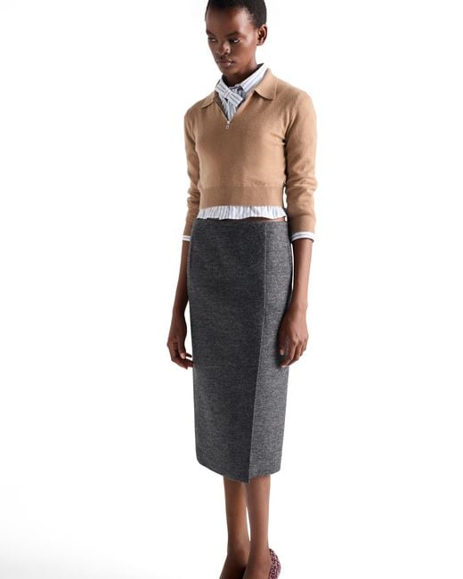 Jersey Tipo Polo De Cachemir, Mujer, Talla Prada de color Natural