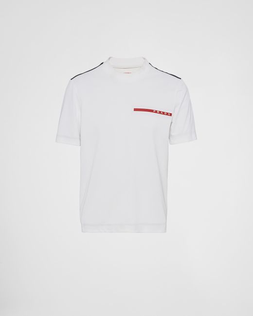 Prada Piqué T-shirt in White for Men | Lyst