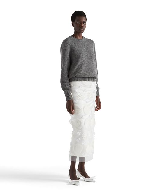 Prada Gray Wool And Cashmere Crew-Neck Sweater