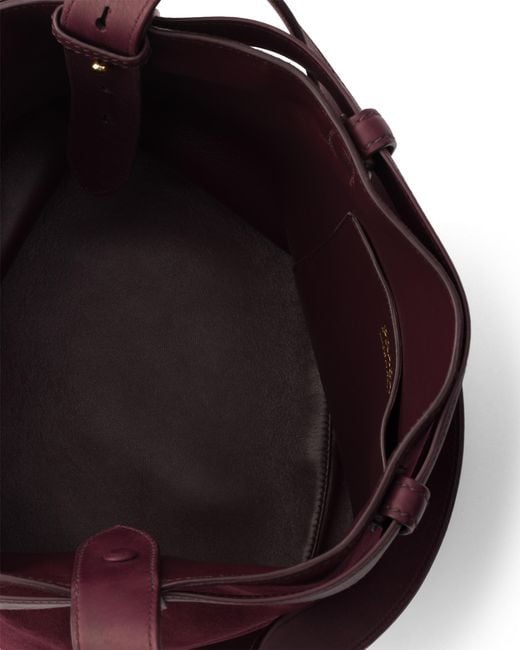 Prada White Buckle Belted Suede Bucket Bag