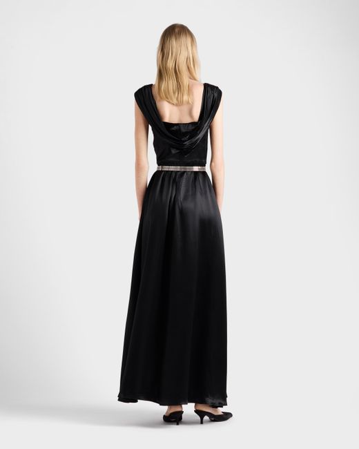 ワンピース PRADA Black Satin Dress Prada Long Satin Dress in Black | Lyst