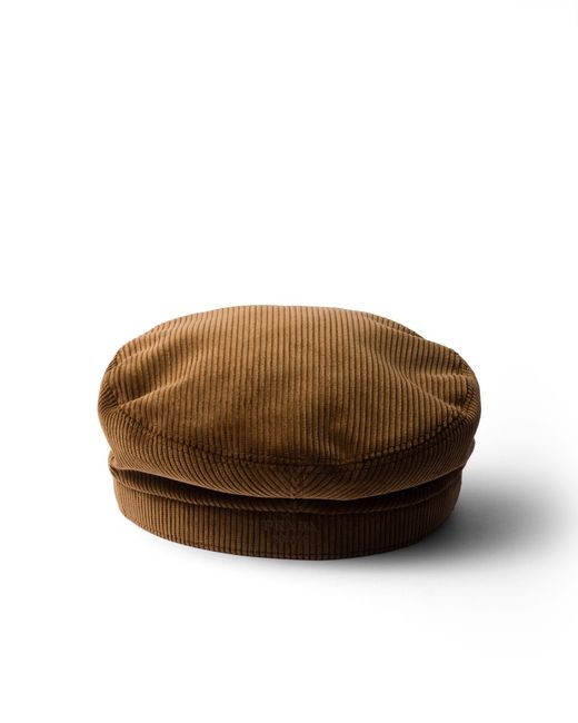 Prada Brown Corduroy Newsboy Cap for men