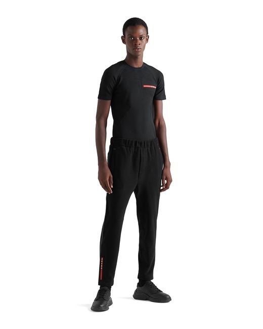 Prada Black Technical Fabric Pants With Heat-sealed Tape for men