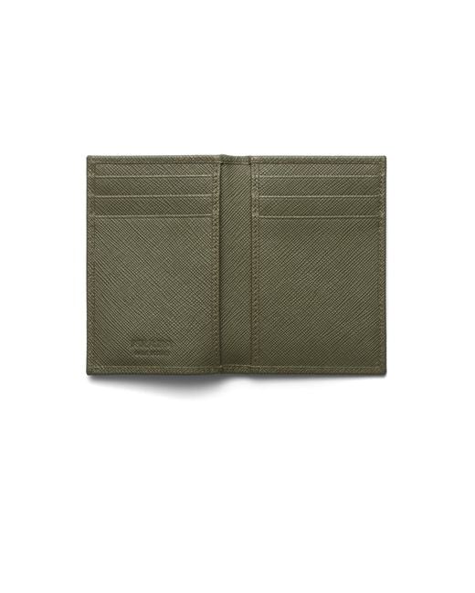 Prada Green Saffiano Leather Card Holder for men