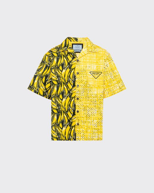 Prada Yellow Double Match Poplin Shirt for men