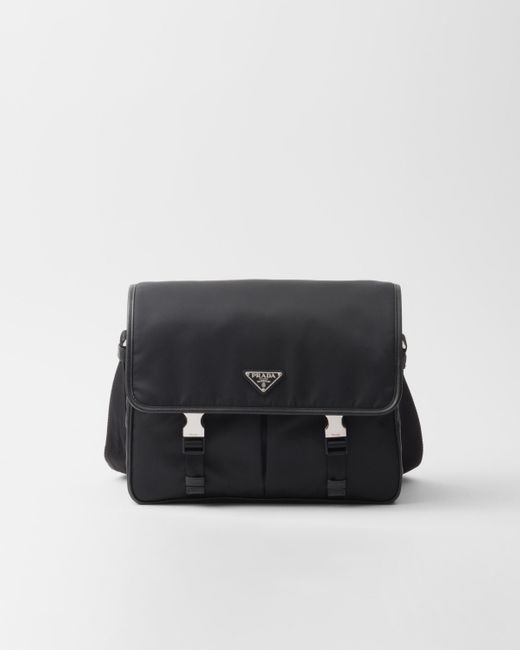 Prada Black Re-nylon And Saffiano Leather Shoulder Bag for men
