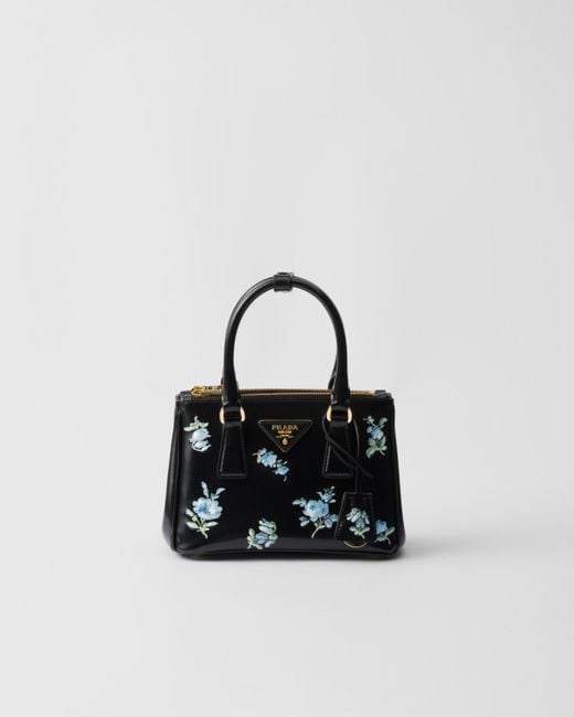 Prada Galleria Printed Brushed Leather Mini Bag in Black Lyst UK