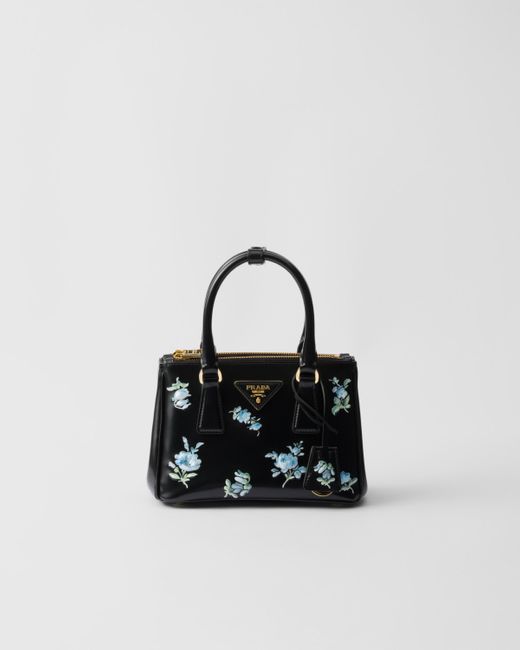 Prada Black Galleria Printed Brushed Leather Mini-Bag