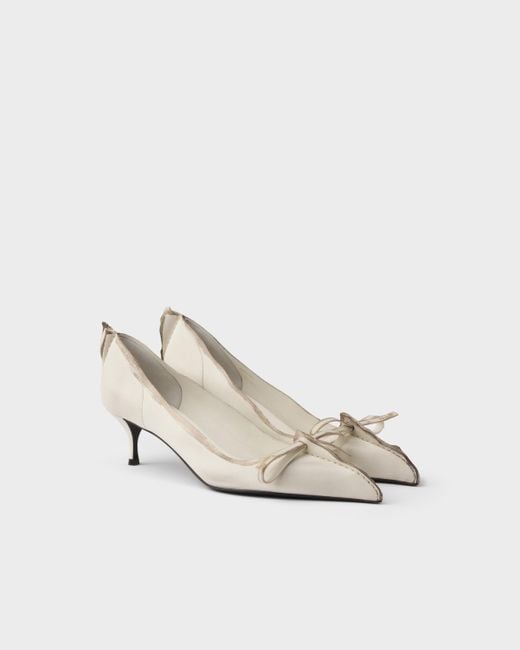 Prada White Antiqued Leather Pumps