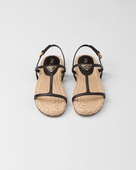Prada White Flat Nappa Leather Sandals