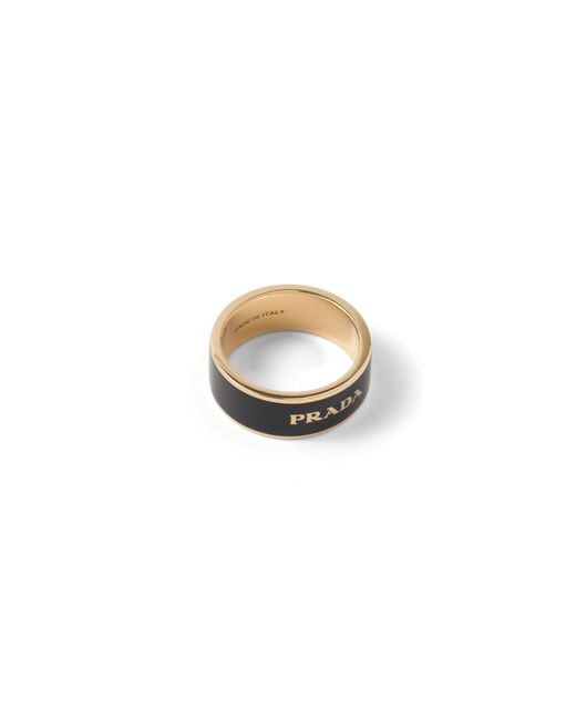 Prada White Enameled Metal Ring, Size 11