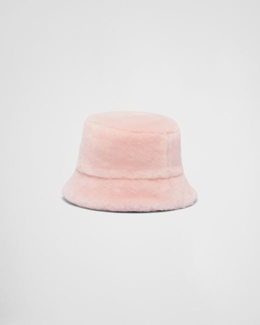 Prada Pink Fischerhut mit Logo-Schild