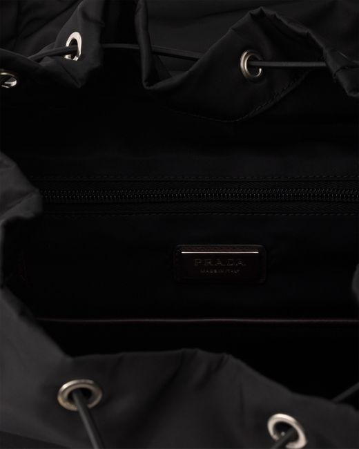 Prada Black Speedrock Re-Nylon And Leather Backpack for men