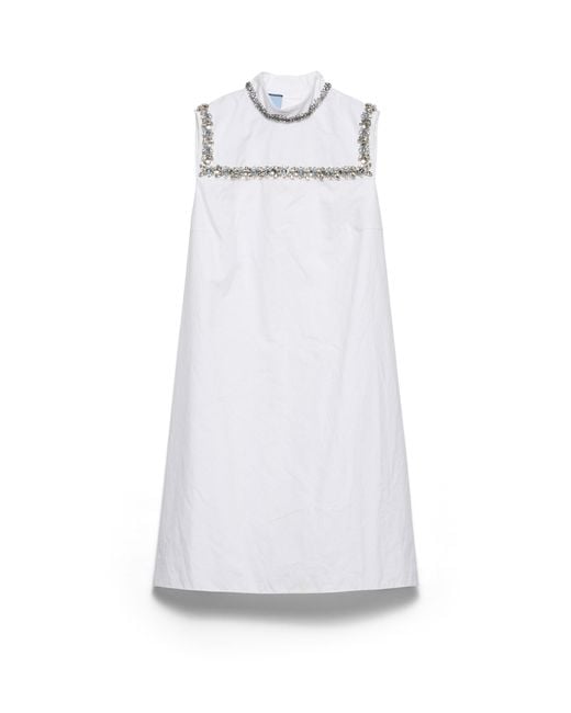 Prada White Embroidered Old Reps Fabric Mini-Dress