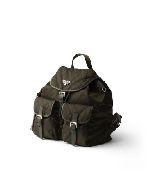 Prada Black Medium Quilted Re-Nylon Backpack With Saffiano Leather Trim