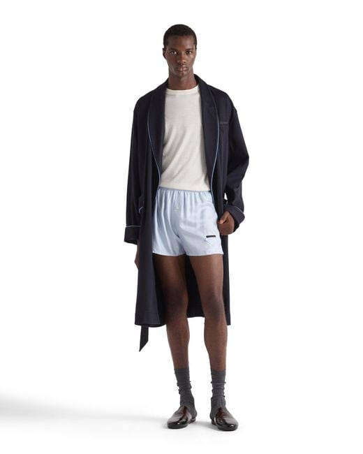 Prada Blue Silk Boxer Shorts for men