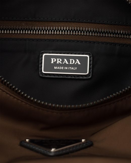Prada Brown Explore Re-Nylon And Leather Bag for men