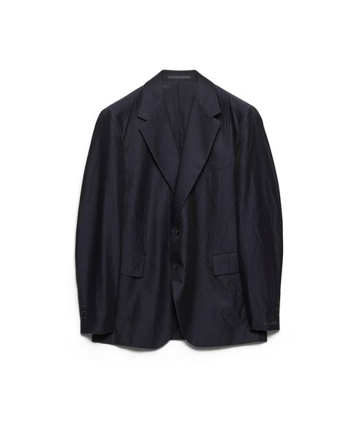 Prada Blue Single-Breasted Cotton And Silk Jacket for men