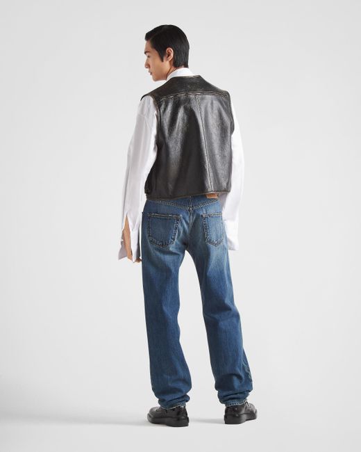 Prada Black Leather Vest for men