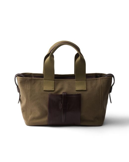 Prada Brown Route Large Canvas And Leather Tote Bag