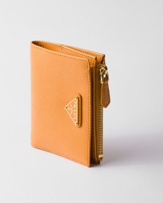 Prada Orange Small Saffiano Wallet