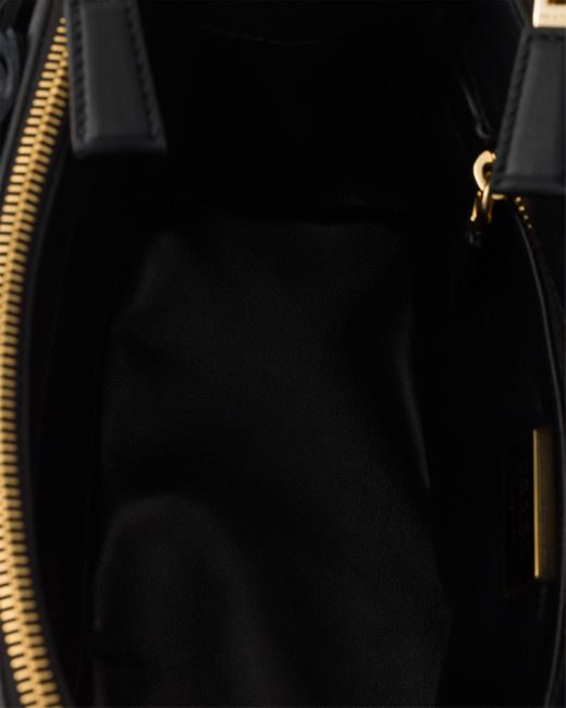 Prada Black Kleine Galleria Tasche Aus Leder Mit Fransen