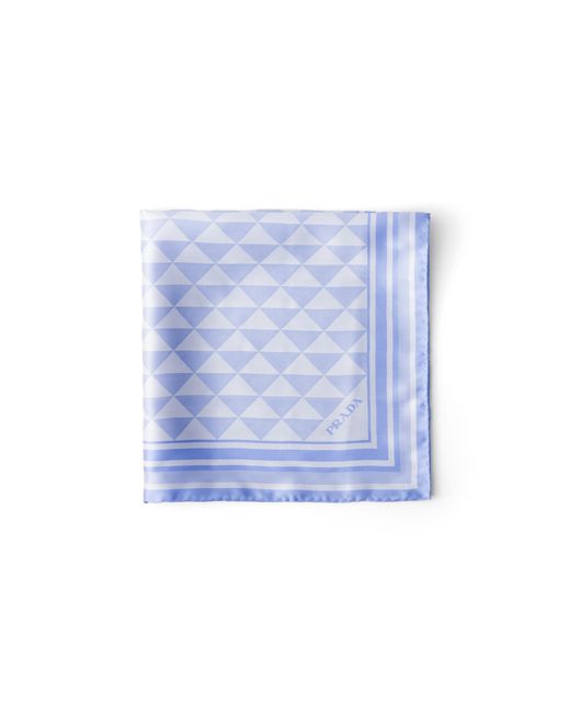 Prada Blue Jacquard Silk Scarf 55