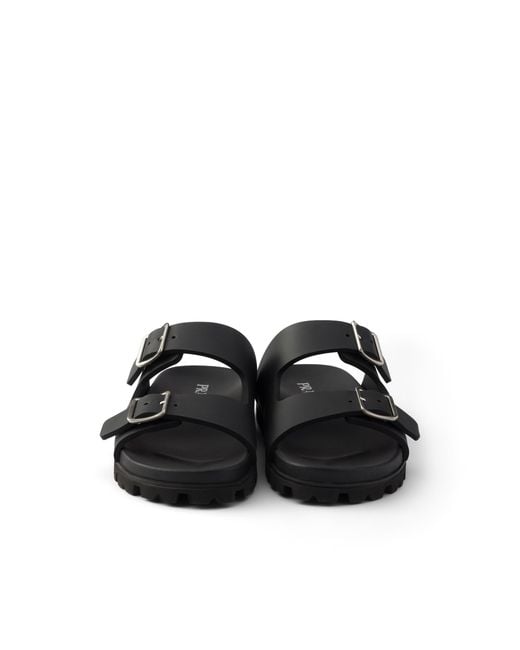 Prada Black Rubber Slides, Size 35