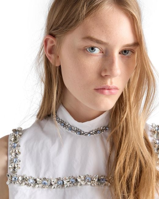 Prada White Embroidered Old Reps Fabric Mini-Dress
