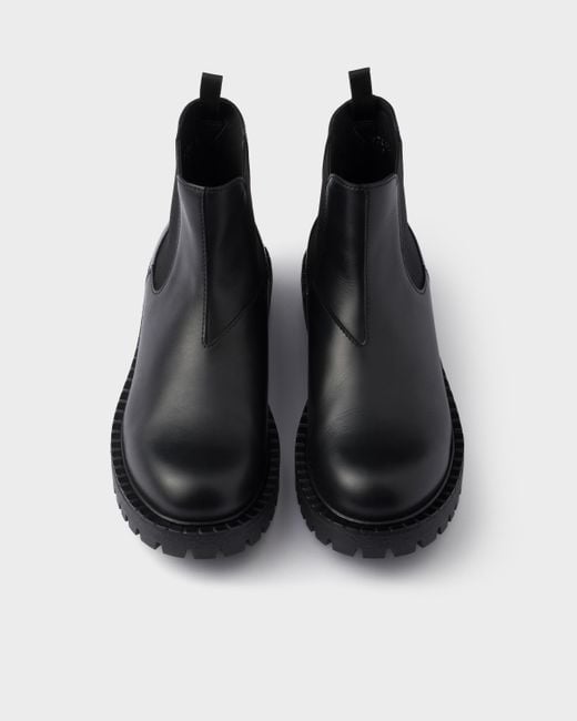 Prada Black Leather Chelsea Boots, Size 5 for men