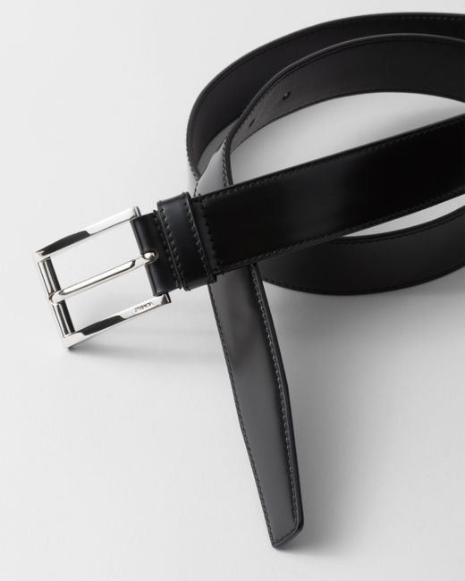 Prada Black Brushed Leather Belt for men