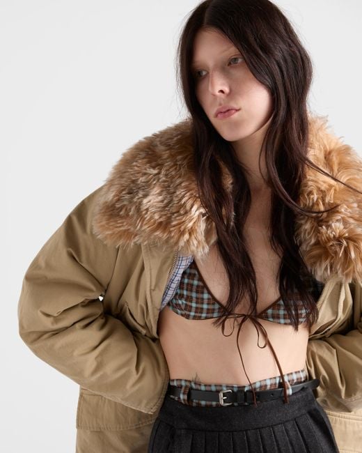 Prada Multicolor Checked Georgette Bra