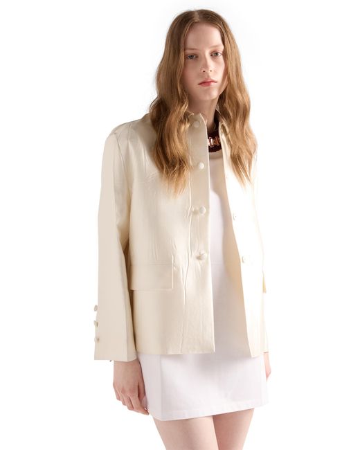 Prada White Single-Breasted Silk And Wool Jacket