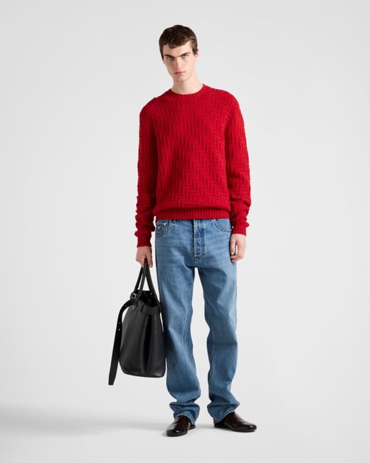 Prada Red Crew-Neck Sweater for men