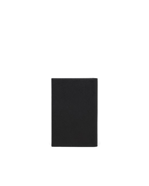 Prada Black Logo-Appliqué Passport Holder for men