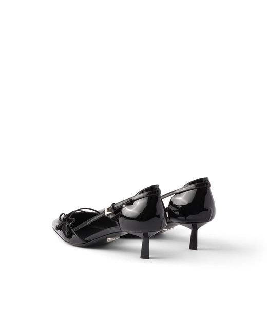 Prada Black Open Side Patent Leather Pumps, Size 34
