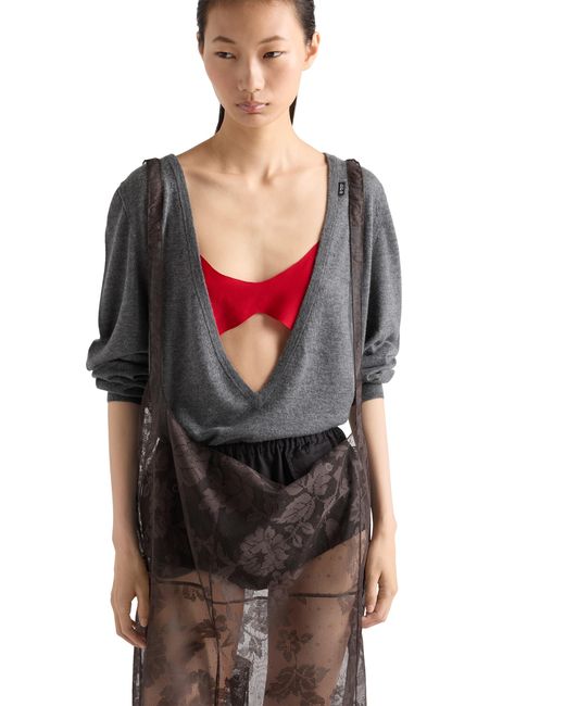 Prada Red Crepe De Chine Top