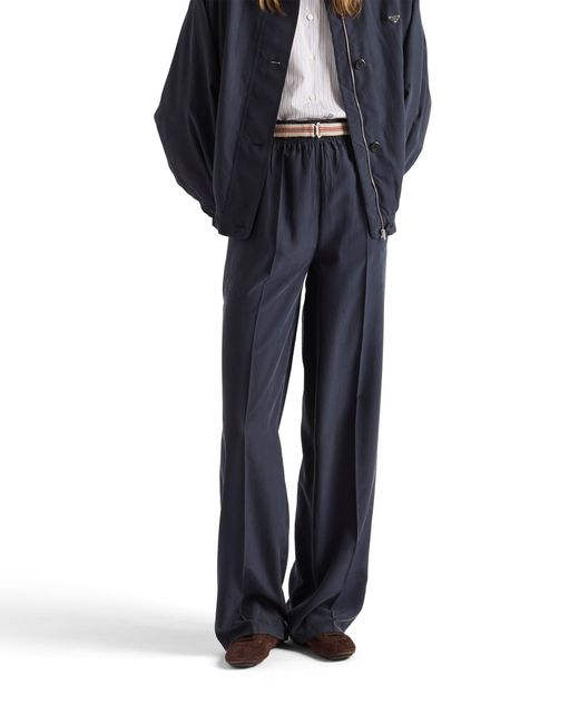 Prada Blue Washed Silk Pants