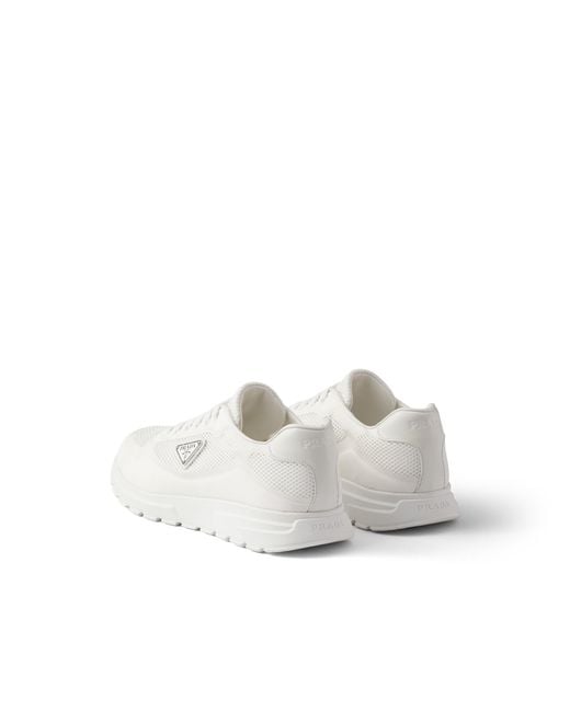 Prada White Prax 2.0 Fabric Sneakers for men